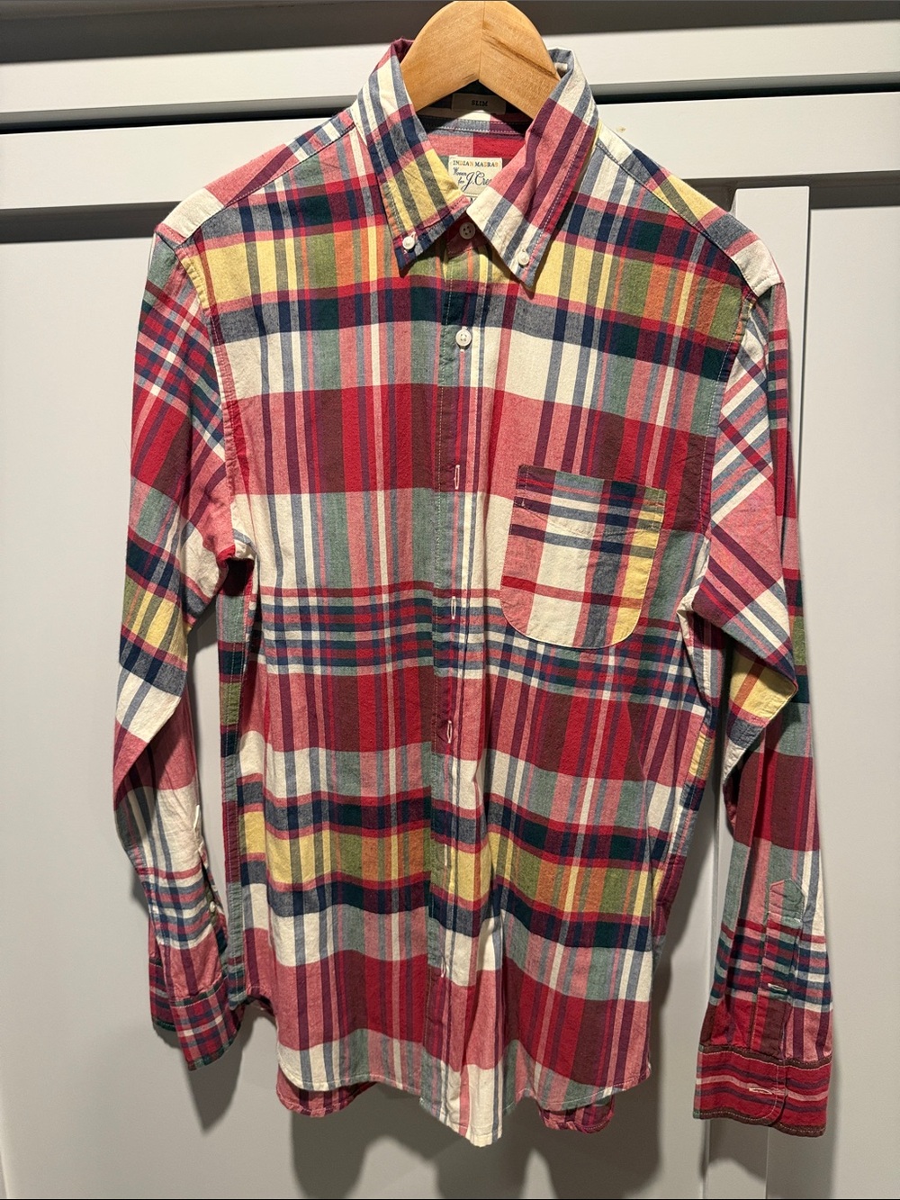 J. Crew Indian Madras Plaid Button-Down Shirt - Red, Blue, Green